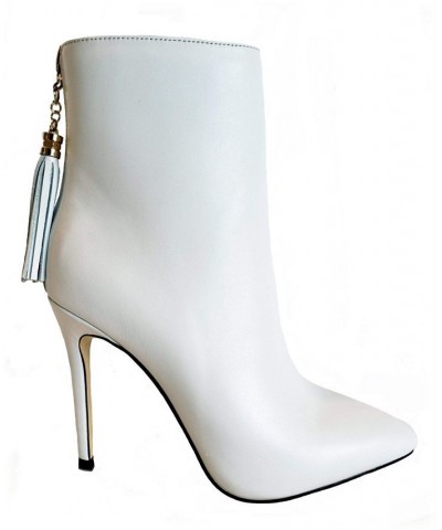 Women's Bailee Luxurious Pointed High Heel Dress Booties White $36.87 Shoes