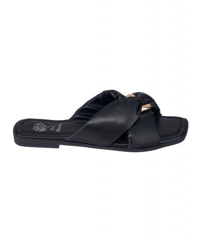 Women's Perri Slide Sandals Black $30.59 Shoes