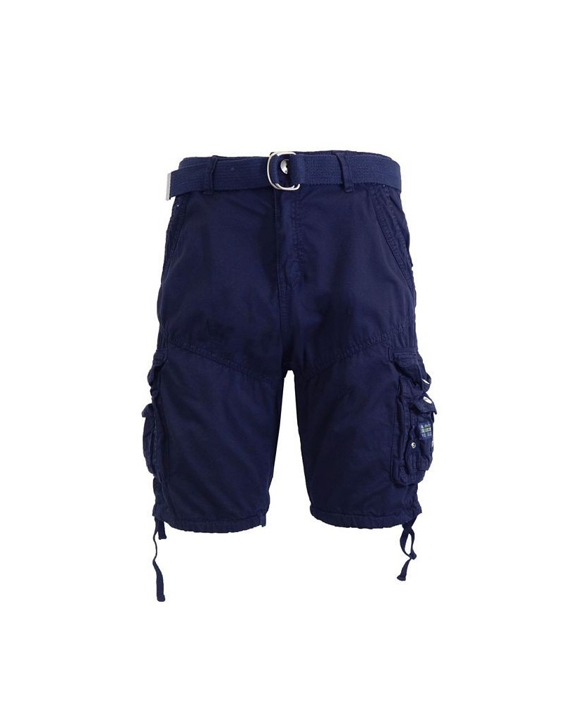 Men's Belted Cargo Shorts with Twill Flat Front Washed Utility Pockets PD03 $17.44 Shorts