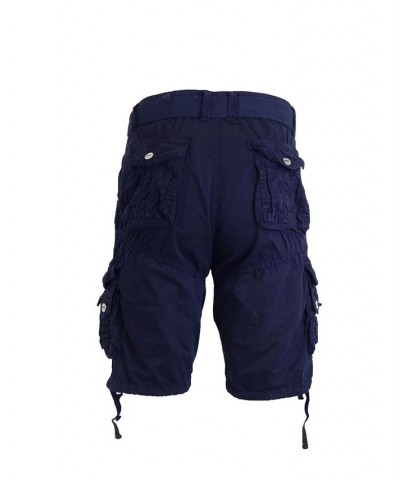 Men's Belted Cargo Shorts with Twill Flat Front Washed Utility Pockets PD03 $17.44 Shorts