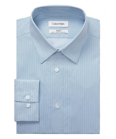 Men's Steel Slim Fit Stretch Wrinkle Free Dress Shirt Blue $18.09 Dress Shirts