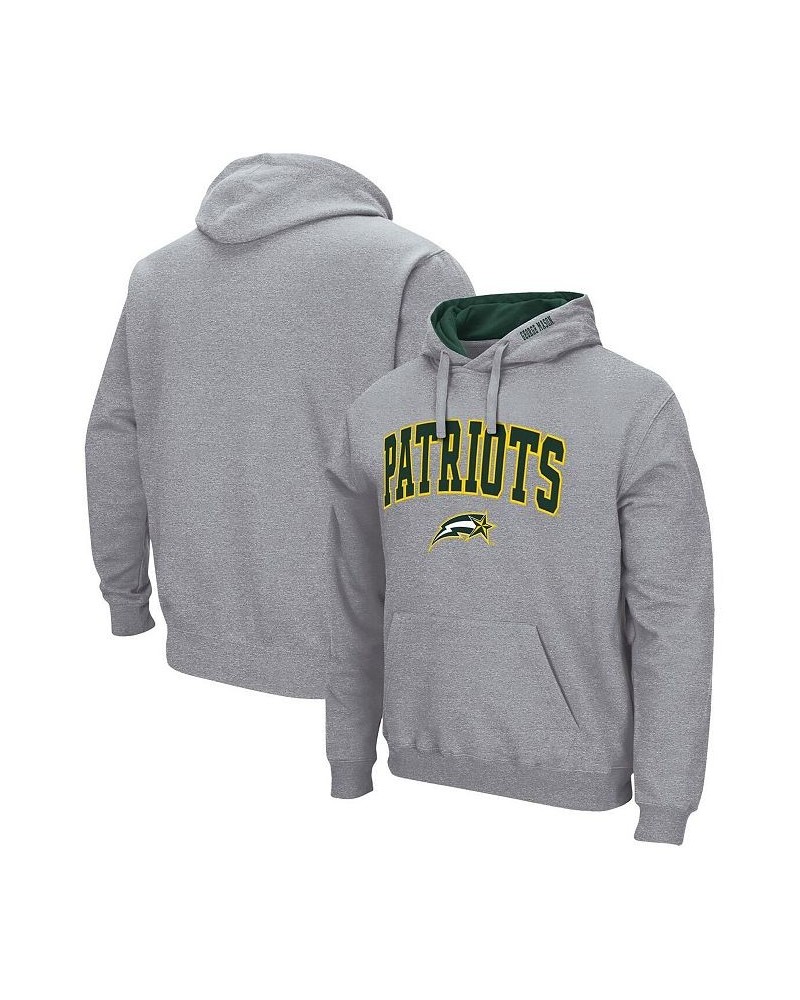 Men's Heathered Gray George Mason Patriots Arch & Logo 3.0 Pullover Hoodie $23.65 Sweatshirt