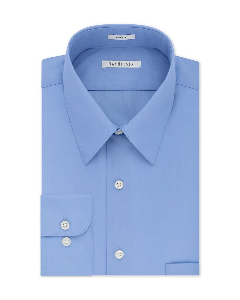 Men's Classic-Fit Point Collar Poplin Dress Shirt Cameo Blue $14.51 Dress Shirts