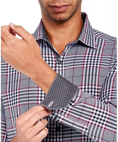 Men's Slim-Fit Plaid Performance Dress Shirt Red $20.78 Dress Shirts