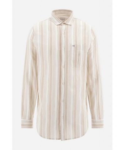 Men's Collins Allover Striped Long Sleeve Shirt Tan/Beige $50.49 Shirts