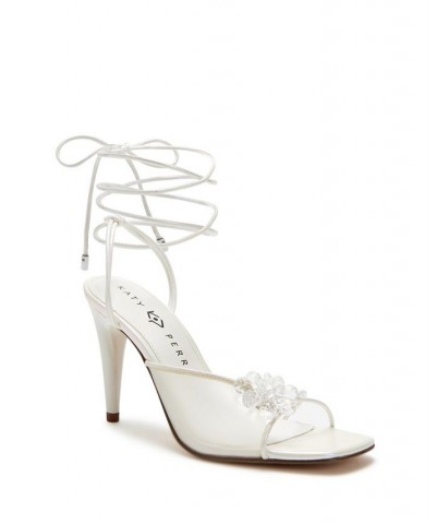 Women's The Vivvian Flower Lace-up Sandals White $59.34 Shoes