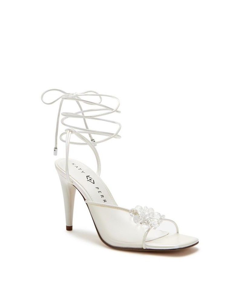 Women's The Vivvian Flower Lace-up Sandals White $59.34 Shoes