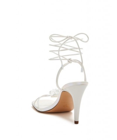 Women's The Vivvian Flower Lace-up Sandals White $59.34 Shoes