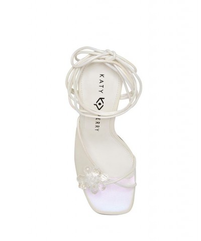 Women's The Vivvian Flower Lace-up Sandals White $59.34 Shoes