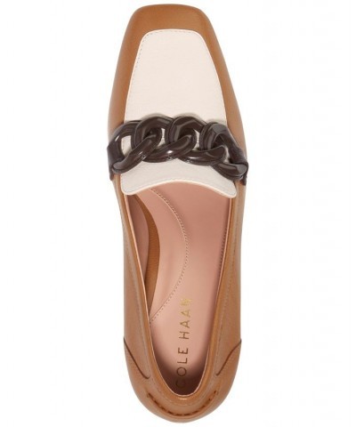 Women's Chrystie Square-Toe Chain Loafer Pumps Brown $58.90 Shoes