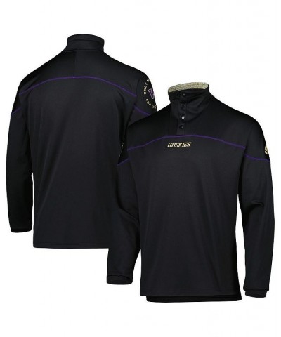 Men's Black Washington Huskies AEROREADY Knit Quarter-Snap Jacket $40.80 Jackets