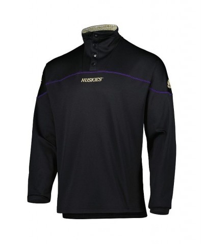 Men's Black Washington Huskies AEROREADY Knit Quarter-Snap Jacket $40.80 Jackets