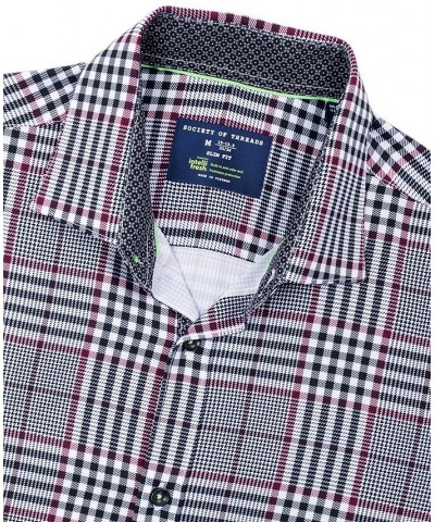 Men's Slim-Fit Plaid Performance Dress Shirt Red $20.78 Dress Shirts