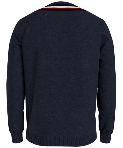 Men's Signature Stripe Tipped Cricket V-Neck Sweater Blue $24.82 Sweaters