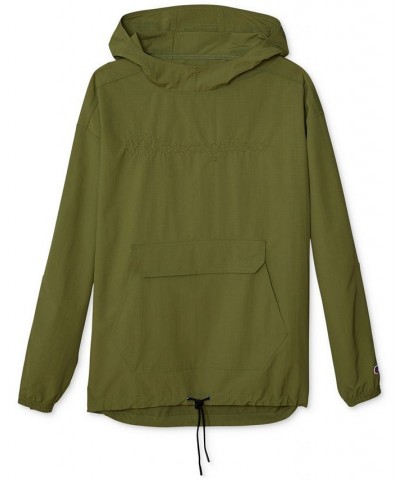 Men's Ripstop Anorak Pullover Drawstring Hoodie Green $24.01 Jackets