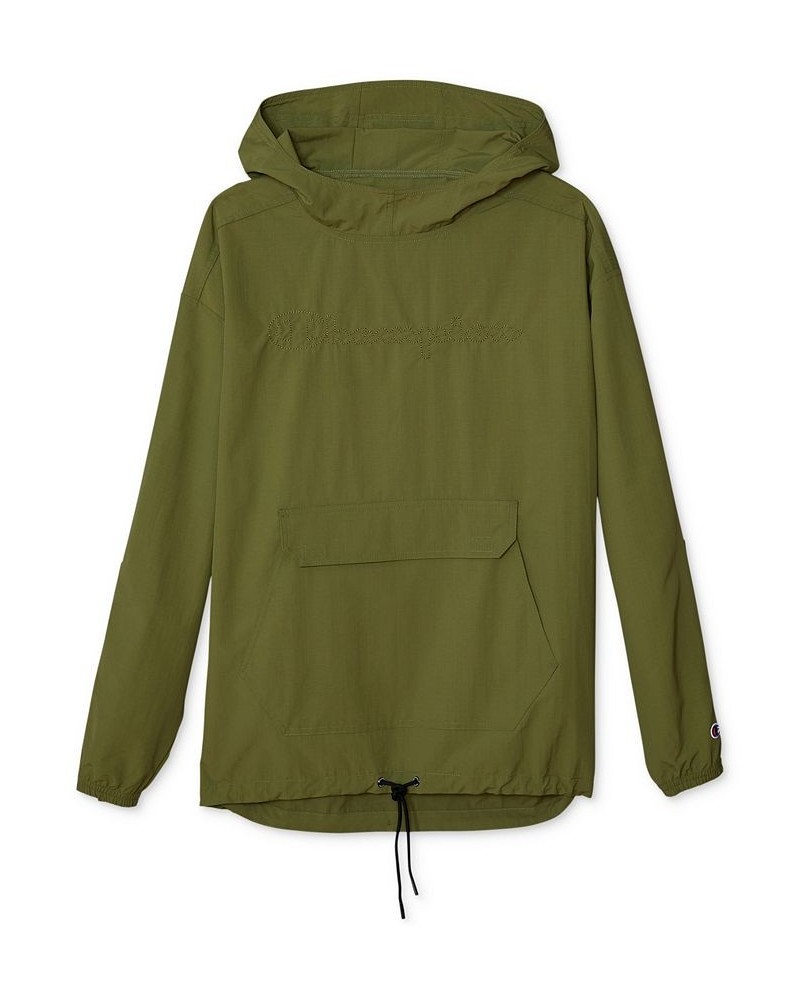 Men's Ripstop Anorak Pullover Drawstring Hoodie Green $24.01 Jackets