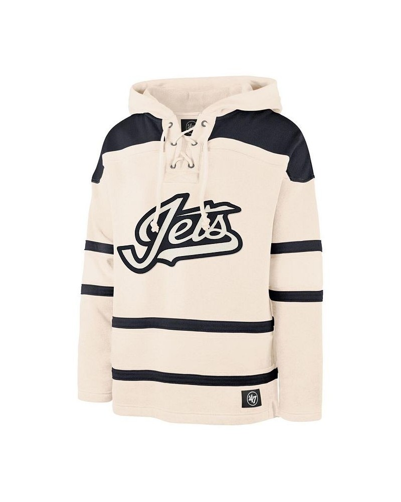 Men's Cream Winnipeg Jets Superior Lacer Team Pullover Hoodie $45.88 Sweatshirt