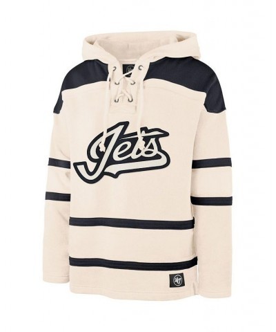 Men's Cream Winnipeg Jets Superior Lacer Team Pullover Hoodie $45.88 Sweatshirt