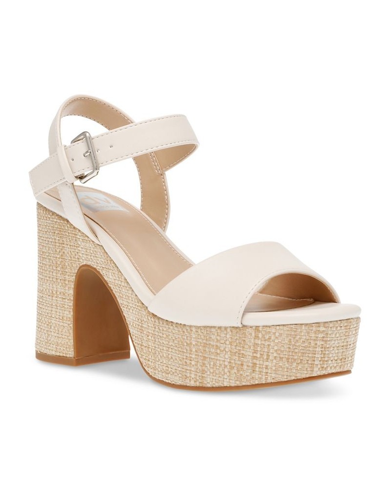 Women's Mod Two-Piece Ankle-Strap Platform Sandals Ivory/Cream $31.50 Shoes