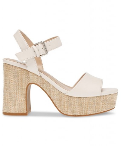 Women's Mod Two-Piece Ankle-Strap Platform Sandals Ivory/Cream $31.50 Shoes