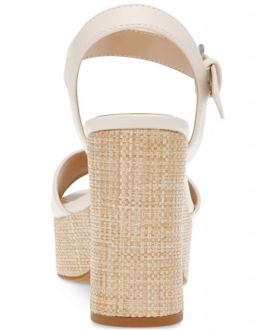 Women's Mod Two-Piece Ankle-Strap Platform Sandals Ivory/Cream $31.50 Shoes