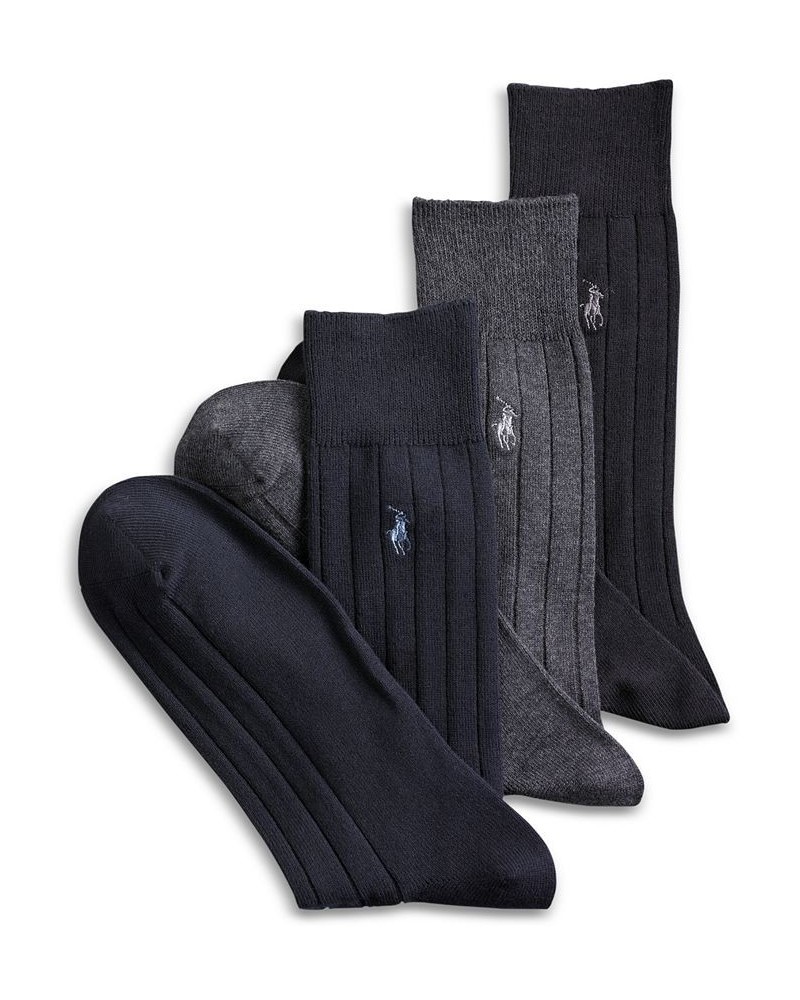 3-Pack Cotton Rib Extended Size Casual Men's Socks Black/Charcoal/Navy $21.60 Socks