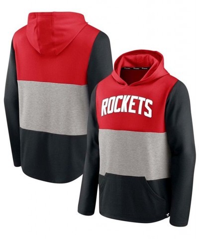 Men's Red and Black Houston Rockets Linear Logo Comfy Colorblock Tri-Blend Pullover Hoodie $32.85 Sweatshirt