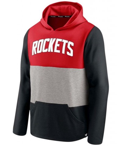 Men's Red and Black Houston Rockets Linear Logo Comfy Colorblock Tri-Blend Pullover Hoodie $32.85 Sweatshirt