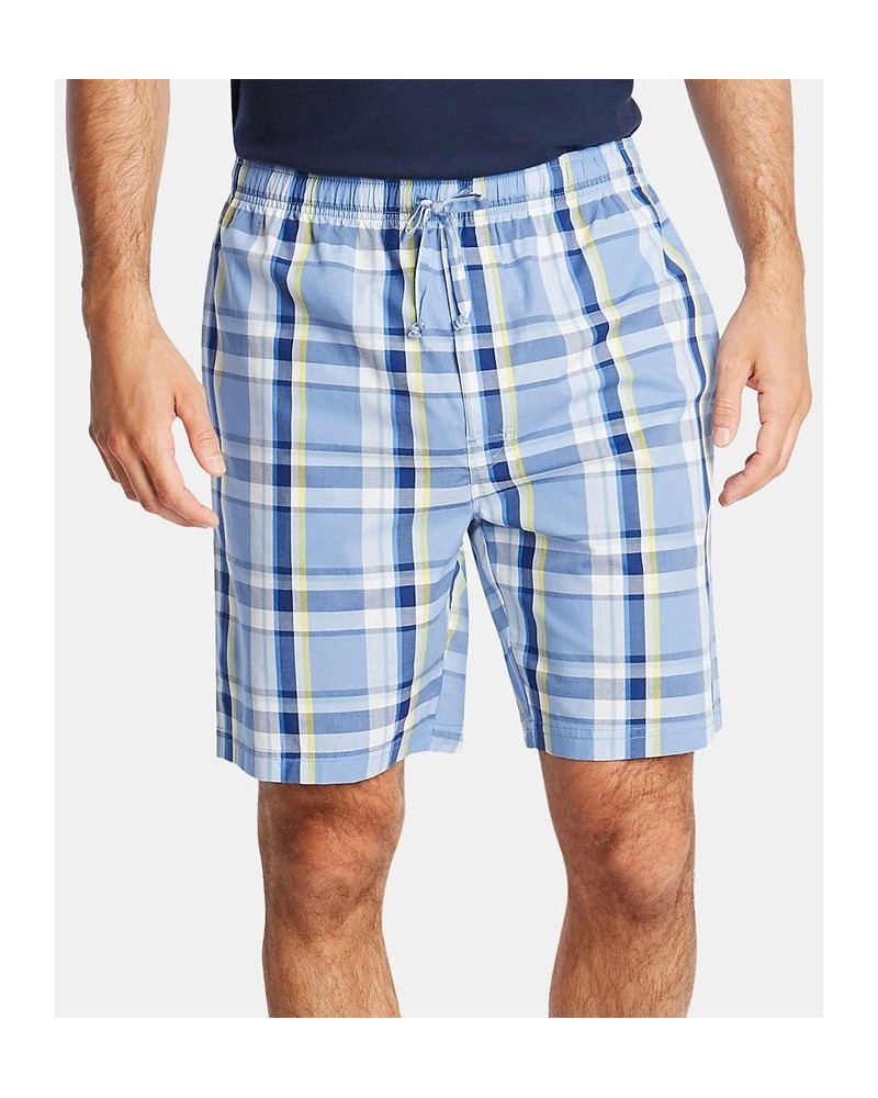 Men's Cotton Plaid Pajama Shorts Blue $11.99 Pajama