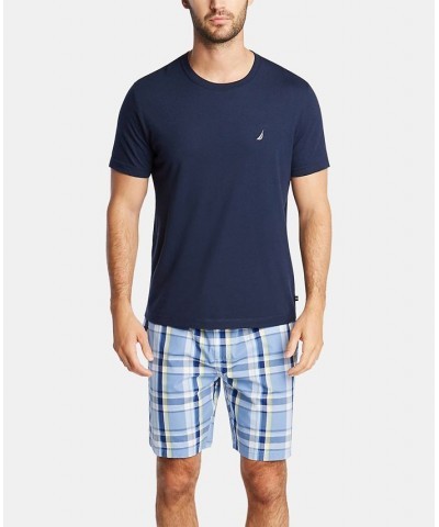 Men's Cotton Plaid Pajama Shorts Blue $11.99 Pajama