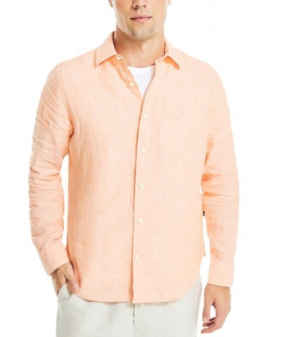 Men's Classic-Fit Long-Sleeve Button-Up Solid Linen Shirt PD08 $30.96 Shirts