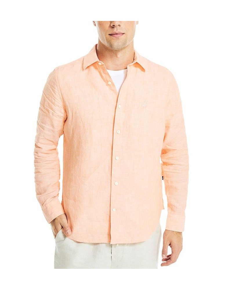 Men's Classic-Fit Long-Sleeve Button-Up Solid Linen Shirt PD08 $30.96 Shirts