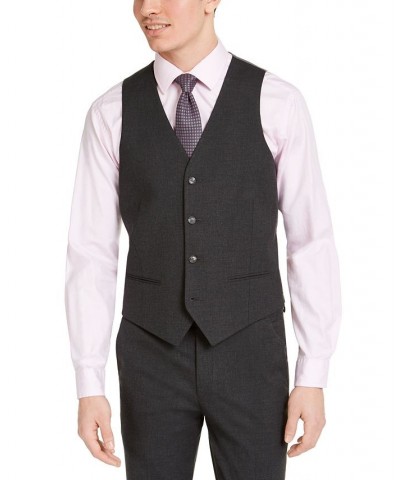 Men's Slim-Fit Stretch Solid Suit Vest Gray $21.56 Vests