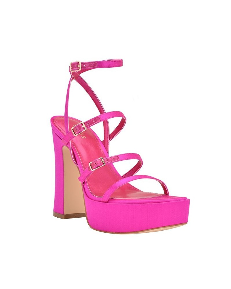 Women's Yenna Multi Strappy Platform Dress Sandals Pink $52.89 Shoes