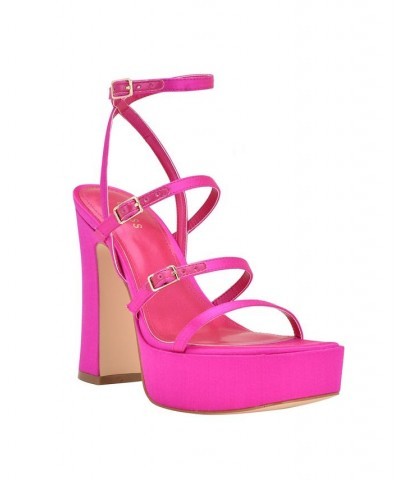 Women's Yenna Multi Strappy Platform Dress Sandals Pink $52.89 Shoes