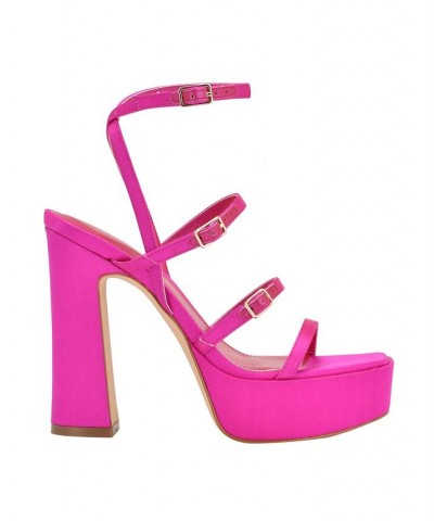 Women's Yenna Multi Strappy Platform Dress Sandals Pink $52.89 Shoes