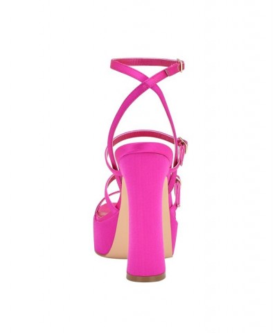 Women's Yenna Multi Strappy Platform Dress Sandals Pink $52.89 Shoes