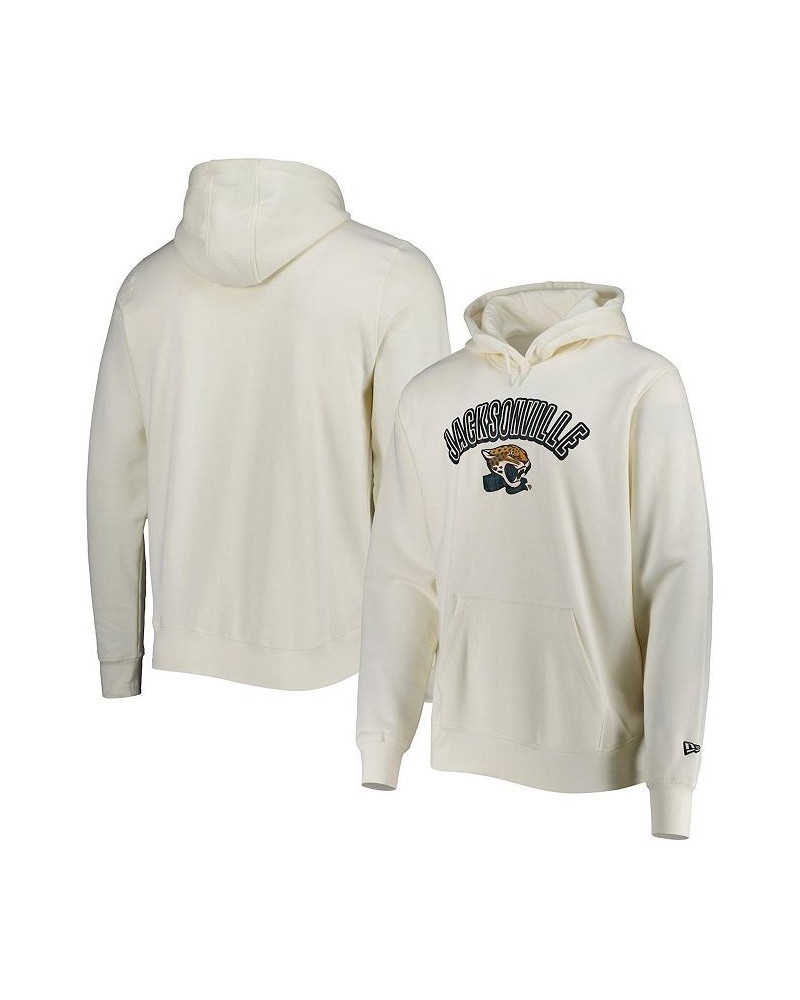 Men's Cream Jacksonville Jaguars Sideline Chrome Pullover Hoodie $36.17 Sweatshirt