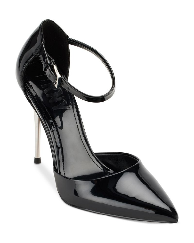 Women's Veata Ankle-Strap Pointed-Toe Pumps Black $61.09 Shoes