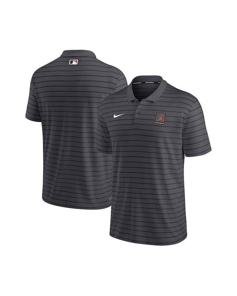 Men's Anthracite Arizona Diamondbacks Authentic Collection Striped Performance Pique Polo Shirt $39.74 Polo Shirts