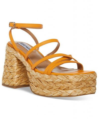 Women's Belise Strappy Platform Espadrille Sandals Orange $41.47 Shoes