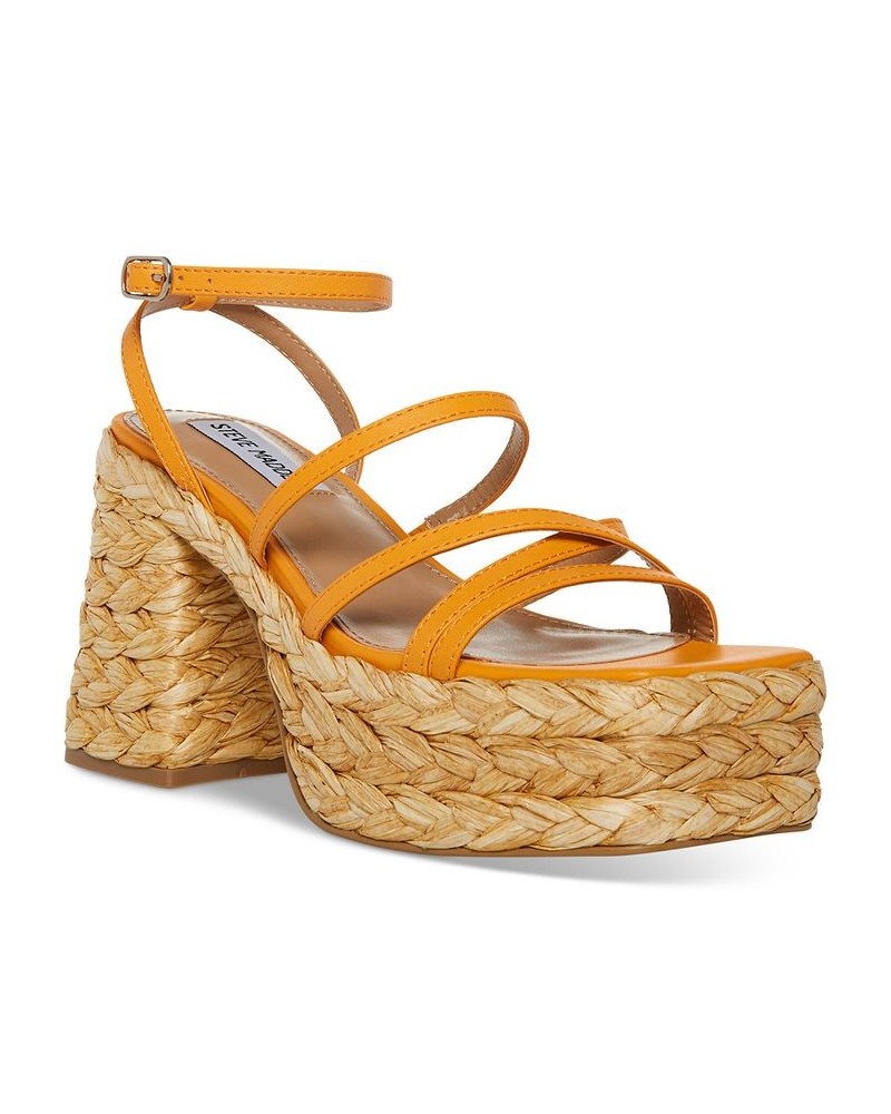 Women's Belise Strappy Platform Espadrille Sandals Orange $41.47 Shoes