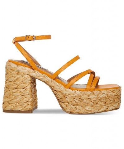 Women's Belise Strappy Platform Espadrille Sandals Orange $41.47 Shoes