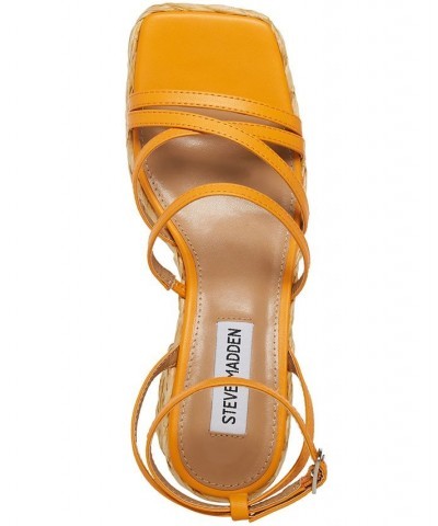 Women's Belise Strappy Platform Espadrille Sandals Orange $41.47 Shoes