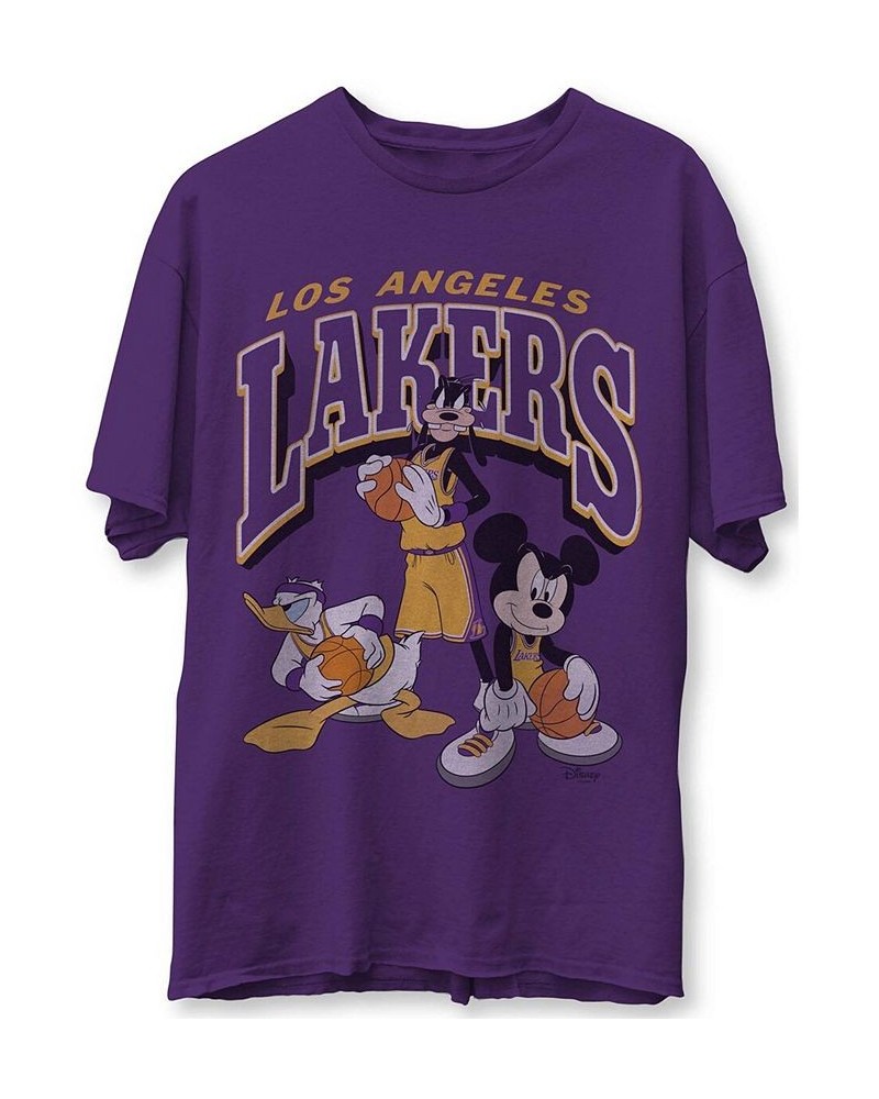 Men's Purple Los Angeles Lakers Disney Mickey Squad T-shirt $19.79 T-Shirts