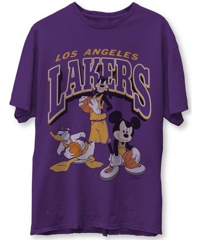 Men's Purple Los Angeles Lakers Disney Mickey Squad T-shirt $19.79 T-Shirts