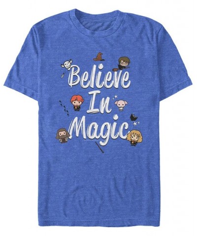 Men's Believe in Magic Short Sleeve Crew T-shirt Blue $15.40 T-Shirts