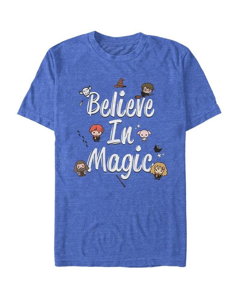 Men's Believe in Magic Short Sleeve Crew T-shirt Blue $15.40 T-Shirts