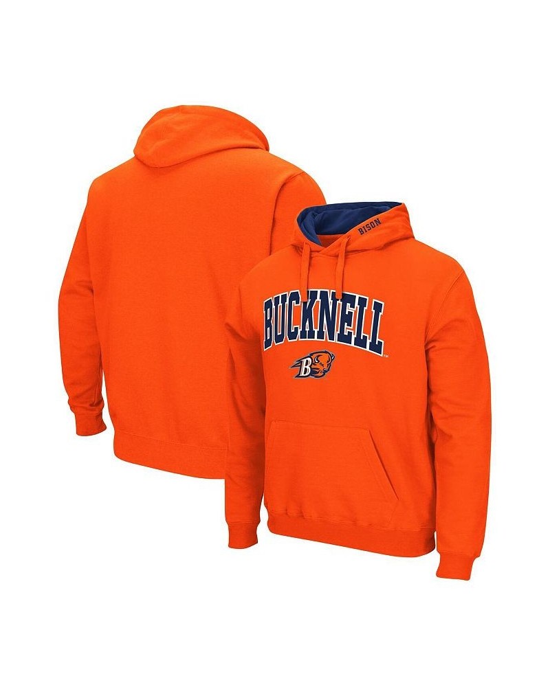 Men's Orange Bucknell Bison Arch and Logo Pullover Hoodie $32.44 Sweatshirt