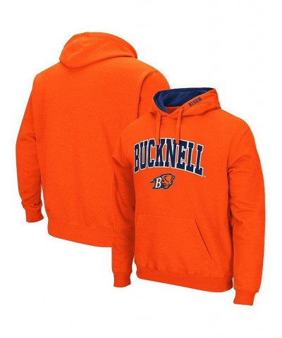 Men's Orange Bucknell Bison Arch and Logo Pullover Hoodie $32.44 Sweatshirt